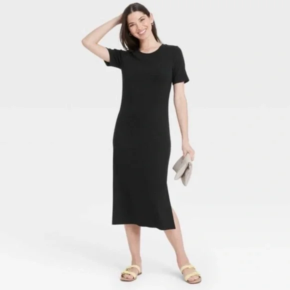 a new day | Dresses | Nwt A New Day Target Soft Small Rib Short Sleeve Midi  Dress Xl | Poshmark